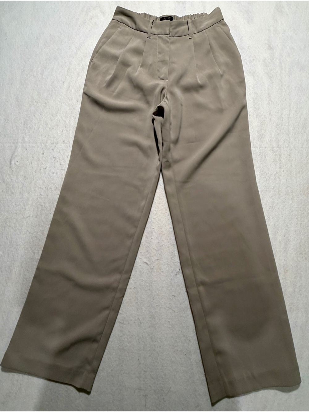 Quince Stretch Crepe Pleated Wide Leg Pants Morel Gray 4 NWT Flaw
